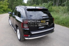 Пороги овальные с накладкой 75х42 мм Jeep Compass 2014